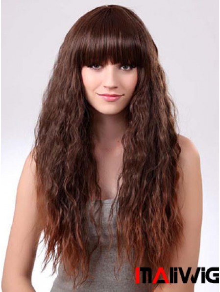 Long Ombre/2 Tone Curly With Bangs Suitable African American Wigs