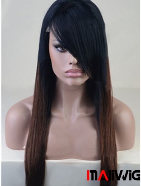 Long Straight With Bangs Full Lace 26 inch Stylish Black Women Wigs