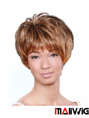 Short Brown Wavy Boycuts Popular African American Wigs