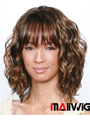 Shoulder Length Brown Curly Layered Best African American Wigs