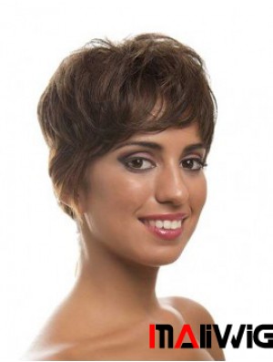 Short Brown Layered Wavy Style Full Lace Wigs