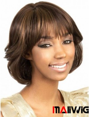 Chin Length Brown Wavy Bobs Amazing African American Wigs