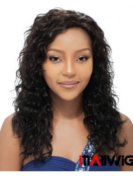 Long Black Curly Layered Natural African American Wigs