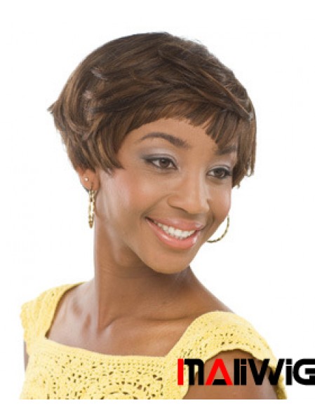 Short Brown Wavy Boycuts Incredible African American Wigs