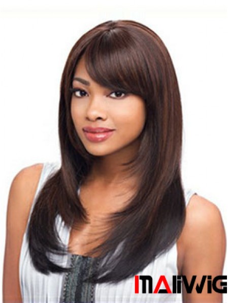 Long Auburn Straight Layered Exquisite African American Wigs