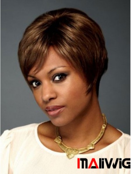 Straight Layered Chin Length Brown Soft Lace Front Wigs