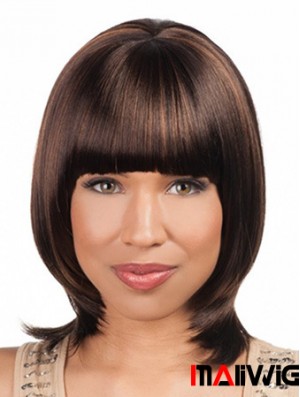Sleek Chin Length Yaki 16 inch Synthetic Glueless Lace Front Wigs