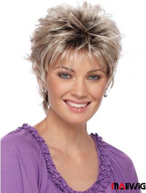 Breathable Short Blonde Straight 3 inch Synthetic Wigs