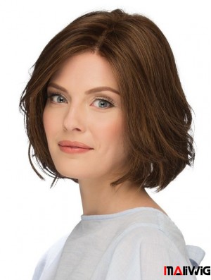 Beautiful 10 inch Chin Length Natural Brown Wavy Bob Wigs