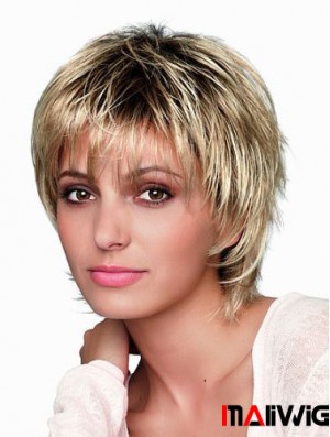 8 inch Short Designed Blonde Straight Bob Wigs
