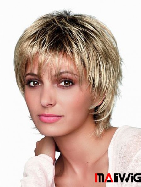 8 inch Short Designed Blonde Straight Bob Wigs