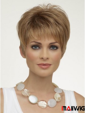 Natural Synthetic Wigs Boycuts Cropped Length Blonde Color Wigs