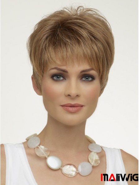 Natural Synthetic Wigs Boycuts Cropped Length Blonde Color Wigs