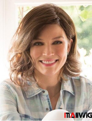 Brown Shoulder Length Curly Layered 12 inch Good Medium Wigs