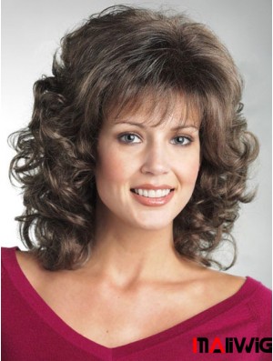 Durable Wigs For The Elderly Lady Curly Style Shoulder Length Wigs Canada