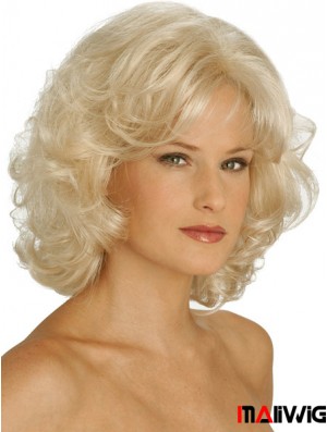 Wigs UK Synthetic Chin Length Blonde Color Curly Style