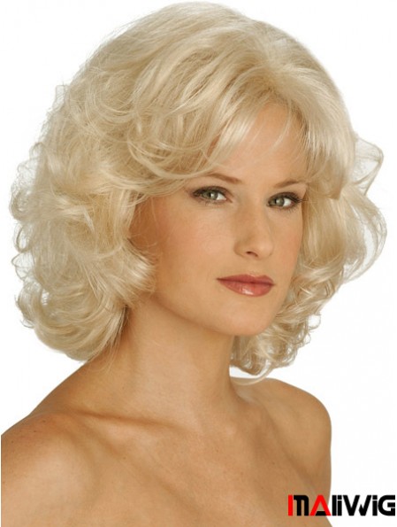 Wigs UK Synthetic Chin Length Blonde Color Curly Style