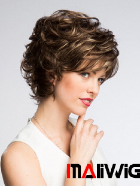 High Quality Chin Length Wavy Monofilament Layered 8 inch Synthetic Wigs