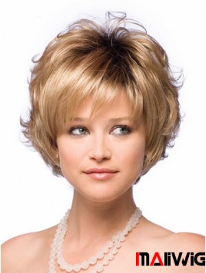 Synthetic Hair UK With Capless Short Length Blonde Color