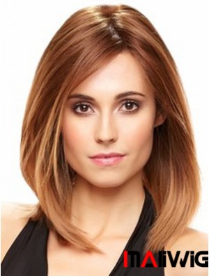 Straight Without Bangs Shoulder Length Auburn Exquisite Lace Front Wigs