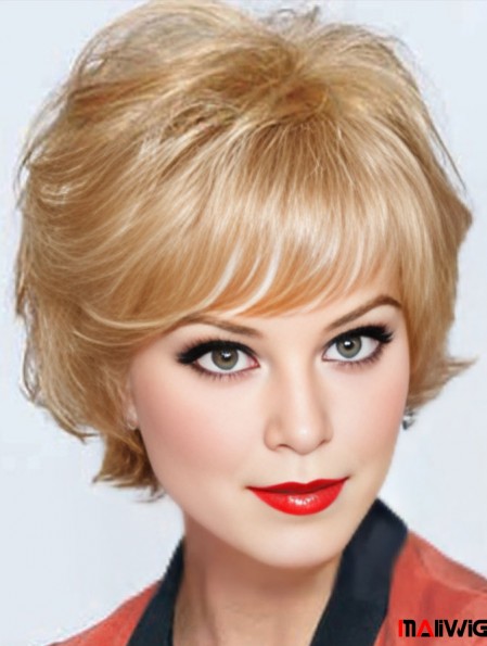Best Blonde Short Wavy Classic Monofilament Wigs