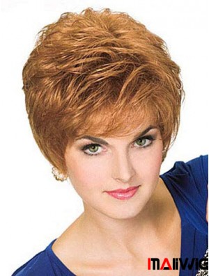 Blonde Colour Cropped Straight Boycuts Style 100% Hand-tied Wigs For Women