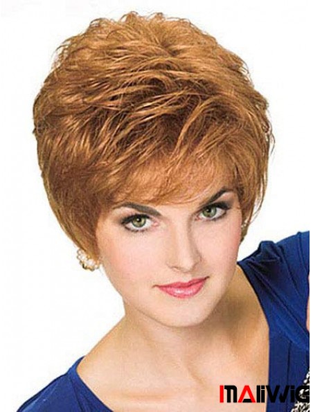 Blonde Colour Cropped Straight Boycuts Style 100% Hand-tied Wigs For Women