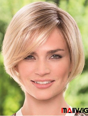 Chin Length Blonde Durable 8 inch Straight Bob Wigs