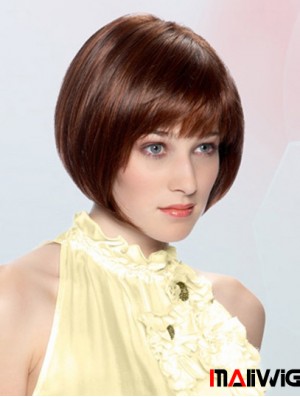 Straight Chin Length Auburn 10 inch Lace Front Durable Bob Wigs