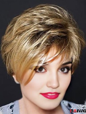 Blonde Cropped Wavy Layered Capless Wig