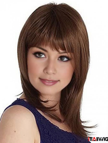 Shoulder Length With Bangs Straight Auburn Incredible Synthetic Wigs