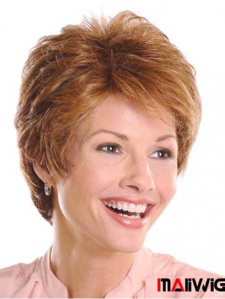 Top 5 inch Wavy Brown Layered Short Wigs