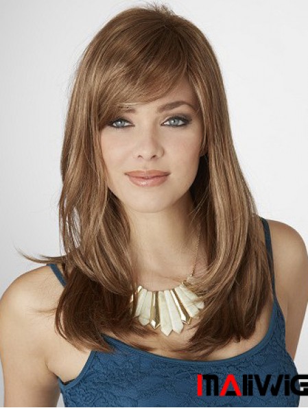 Long Straight Capless With Bangs 16 inch Beautiful Synthetic Wigs