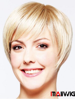 Hairstyles 8 inch Straight Blonde Layered Short Wigs