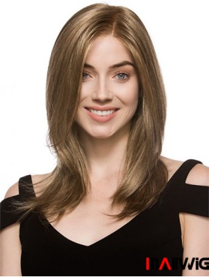 High Quality Brown Shoulder Length Layered Straight Glueless Lace Front Wigs
