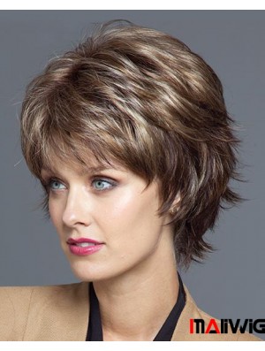 Wavy Layered 8.25 inch Brown Sassy Synthetic Wigs