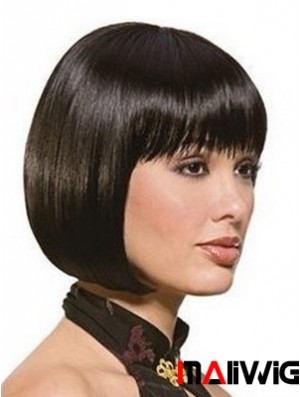 Chin Length Bobs Straight Black Sassy Synthetic Wigs