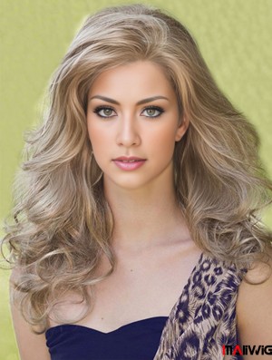 Designed Blonde Long Without Bangs Wavy Glueless Lace Front Wigs Designed Blonde Long Without Bangs Wavy Glueless Lace Front Wigs