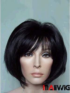 Chin Length Bobs Straight Black Suitable Synthetic Wigs