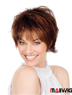 Trendy 8 inch Straight Red With Bangs Short Wigs