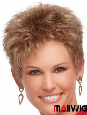 Cropped Boycuts Wavy Blonde Suitable Synthetic Wigs