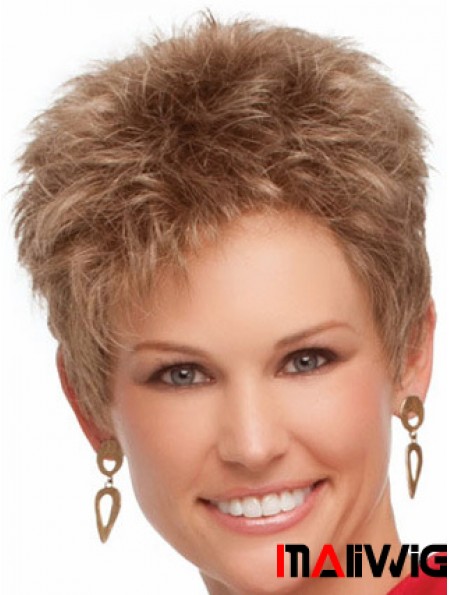 Cropped Boycuts Wavy Blonde Suitable Synthetic Wigs