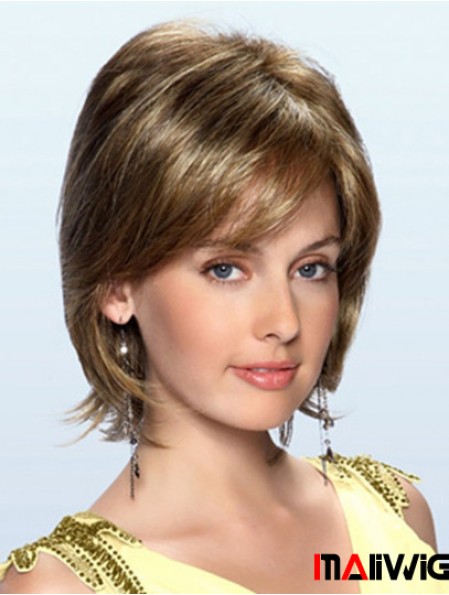 Brown Chin Length Wavy Layered 10 inch Beautiful Medium Wigs