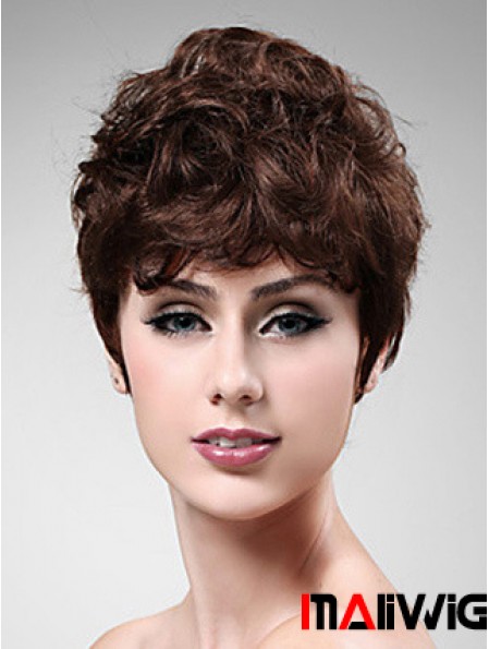 Cropped Boycuts Wavy Auburn Sassy Synthetic Wigs