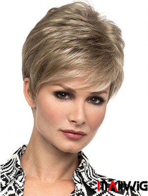 Affordable 6 inch Straight Blonde Boycuts Short Wigs