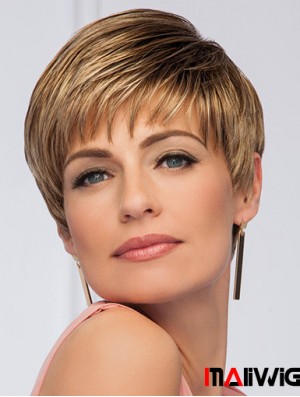 Synthetic Brown Boycuts Straight 5 inch Short Wigs