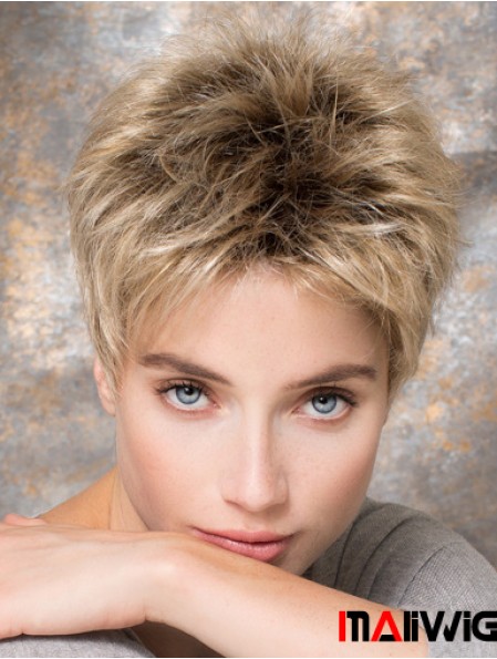 4 inch Blonde Synthetic Boycuts Straight Short Hair
