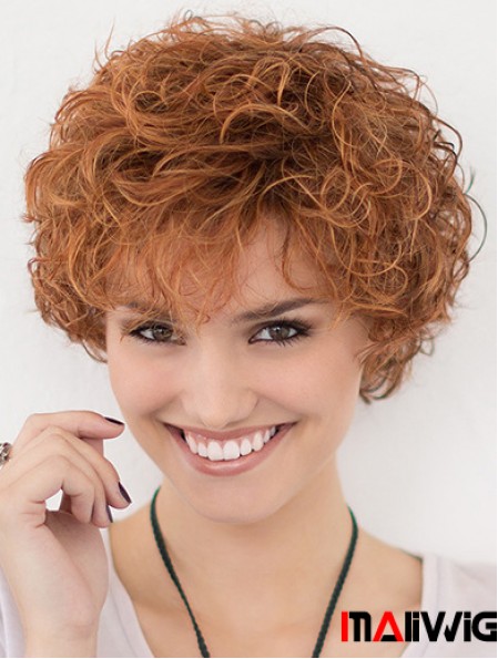 Lace Front Curly Copper Layered 10 inch Short Hairstyles