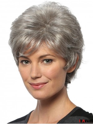 Great Short Wavy 8 inch Capless Cheap Grey Wigs