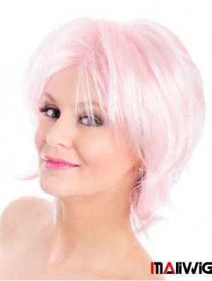 Straight Bobs Pink 8 inch Capless Wig Fashion